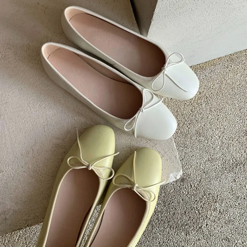 Women Mules Slip On Moccasins Round Toe Women Flats Korea Style Flat Shoes Ballerinas Flats Cowhide Girls Footwear For Daily