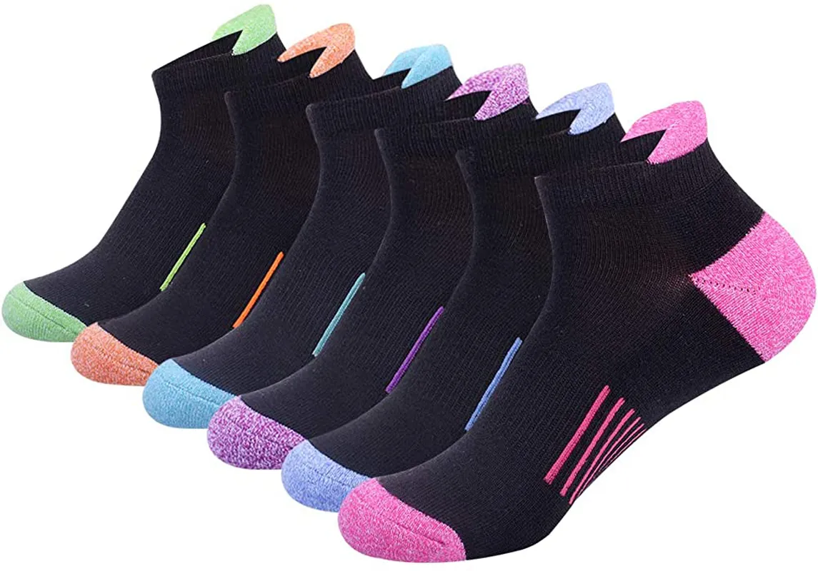 Womens Ankle Athletic Low Cut Tab Socks Cushioned Running Sports 6 Pack