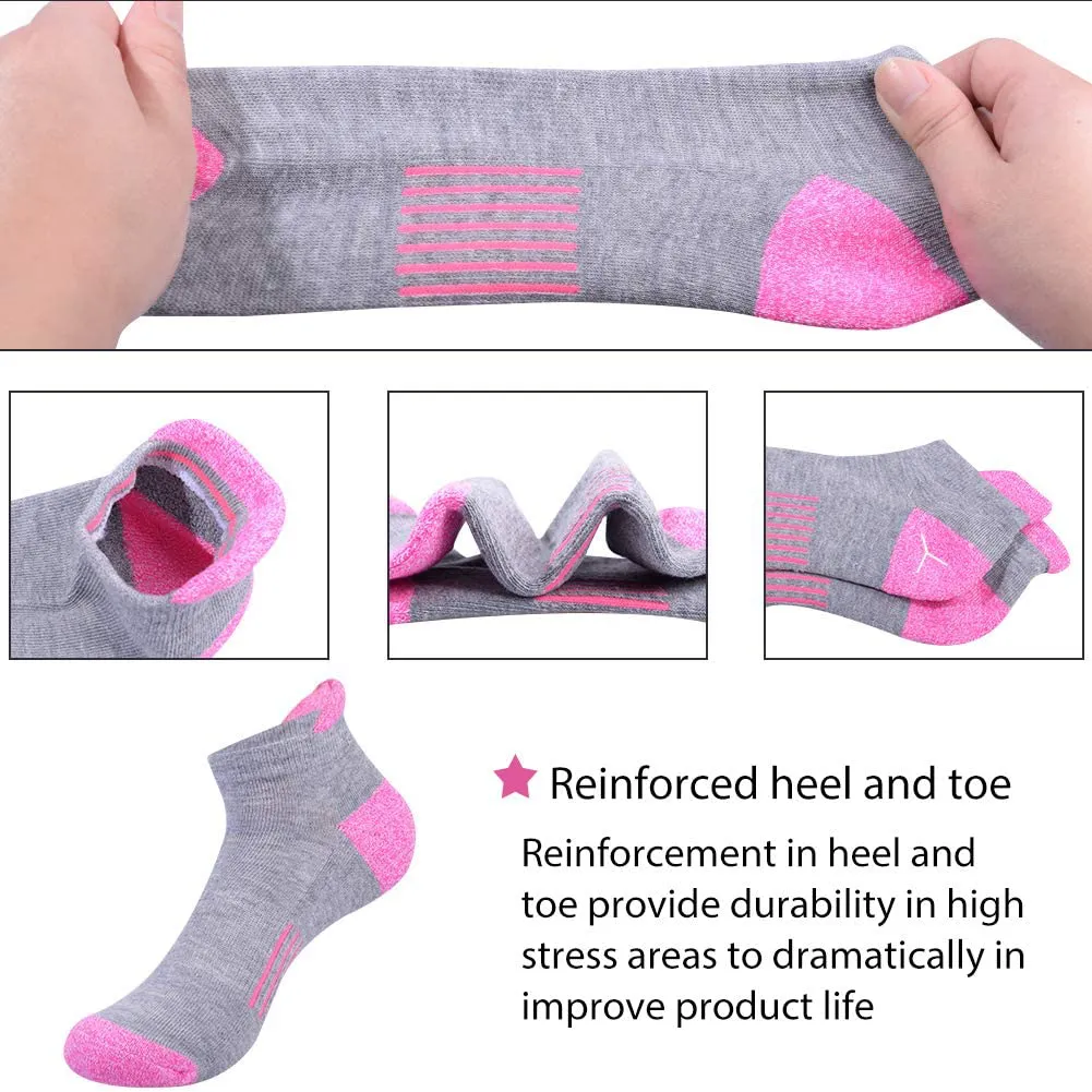 Womens Ankle Athletic Low Cut Tab Socks Cushioned Running Sports 6 Pack