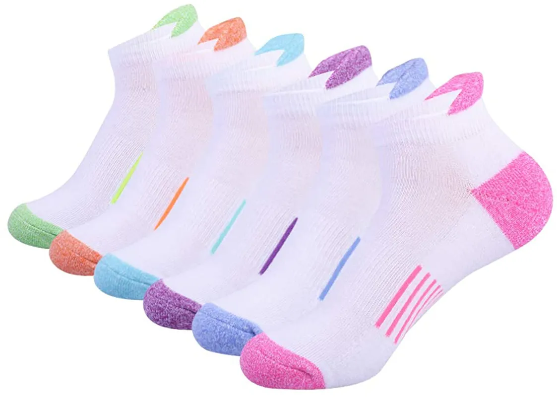 Womens Ankle Athletic Low Cut Tab Socks Cushioned Running Sports 6 Pack