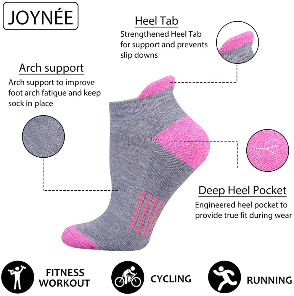 Womens Ankle Athletic Low Cut Tab Socks Cushioned Running Sports 6 Pack