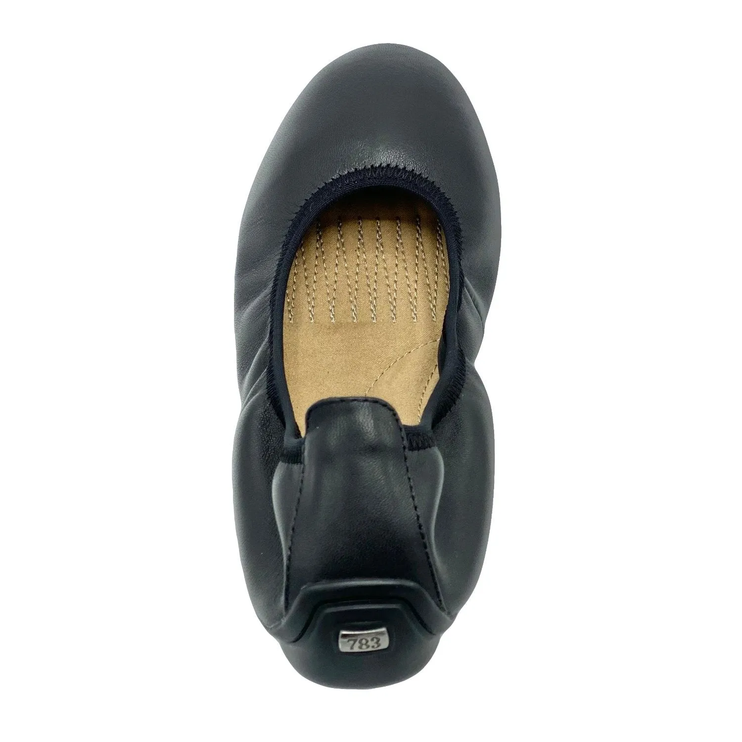 Women's Black Leather Grounding Ballet Flat