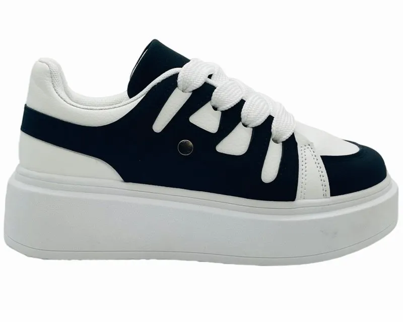 Women's Platform Colourblock Lace Up Trainers