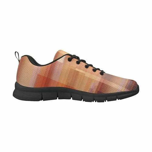 Women's Sneakers Geometric Brown And Black Running Shoes