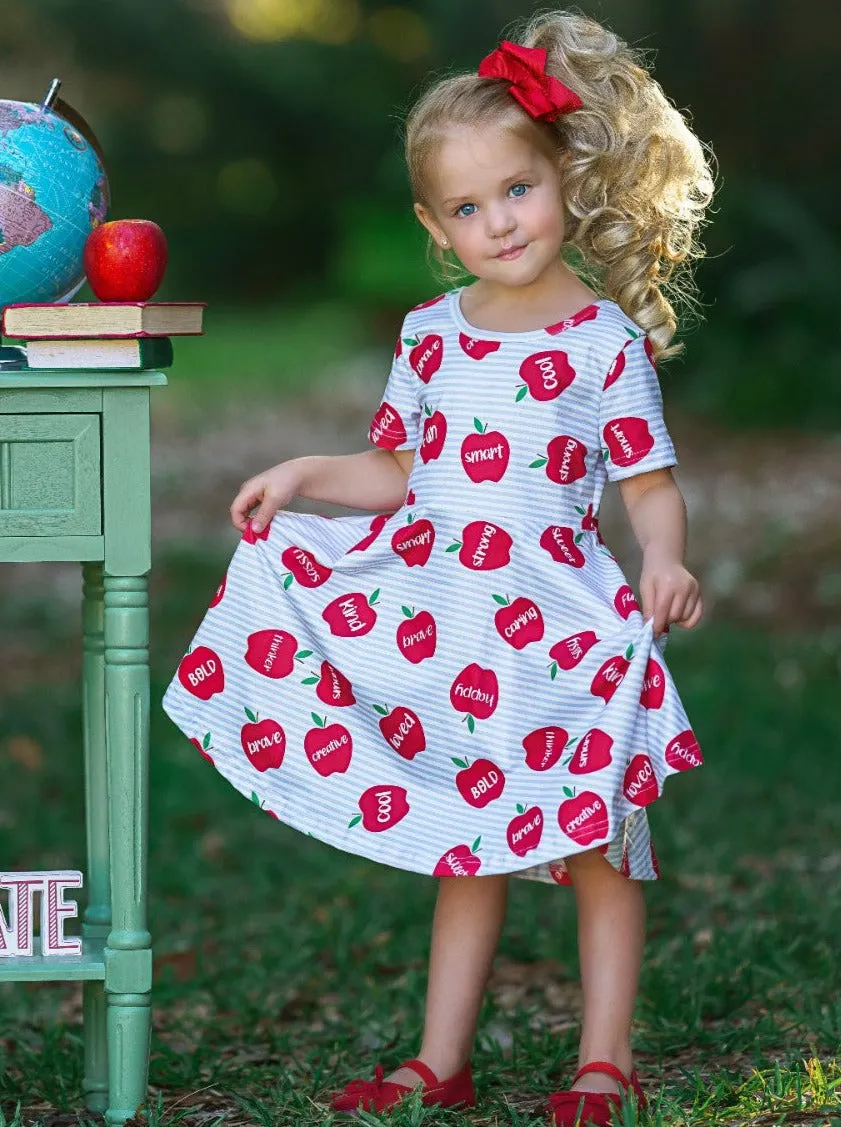 Words of Empowerment Apples Striped Dress