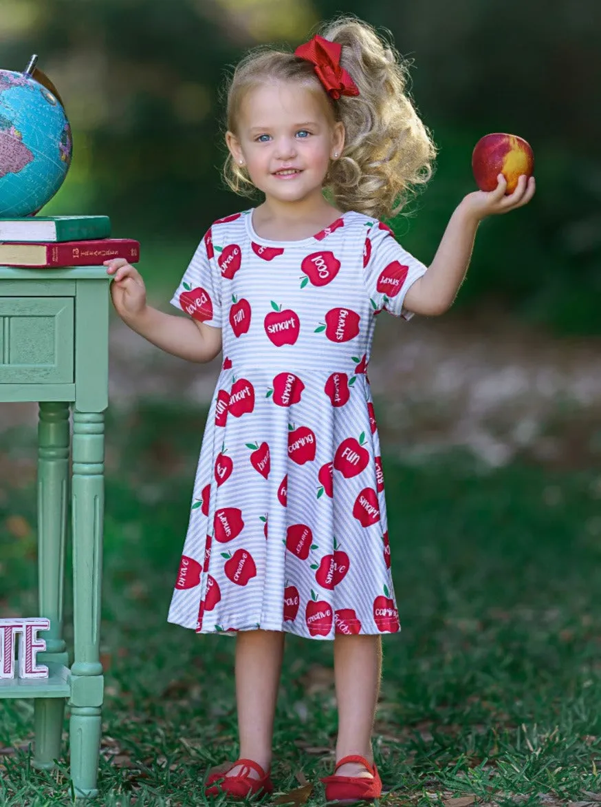 Words of Empowerment Apples Striped Dress