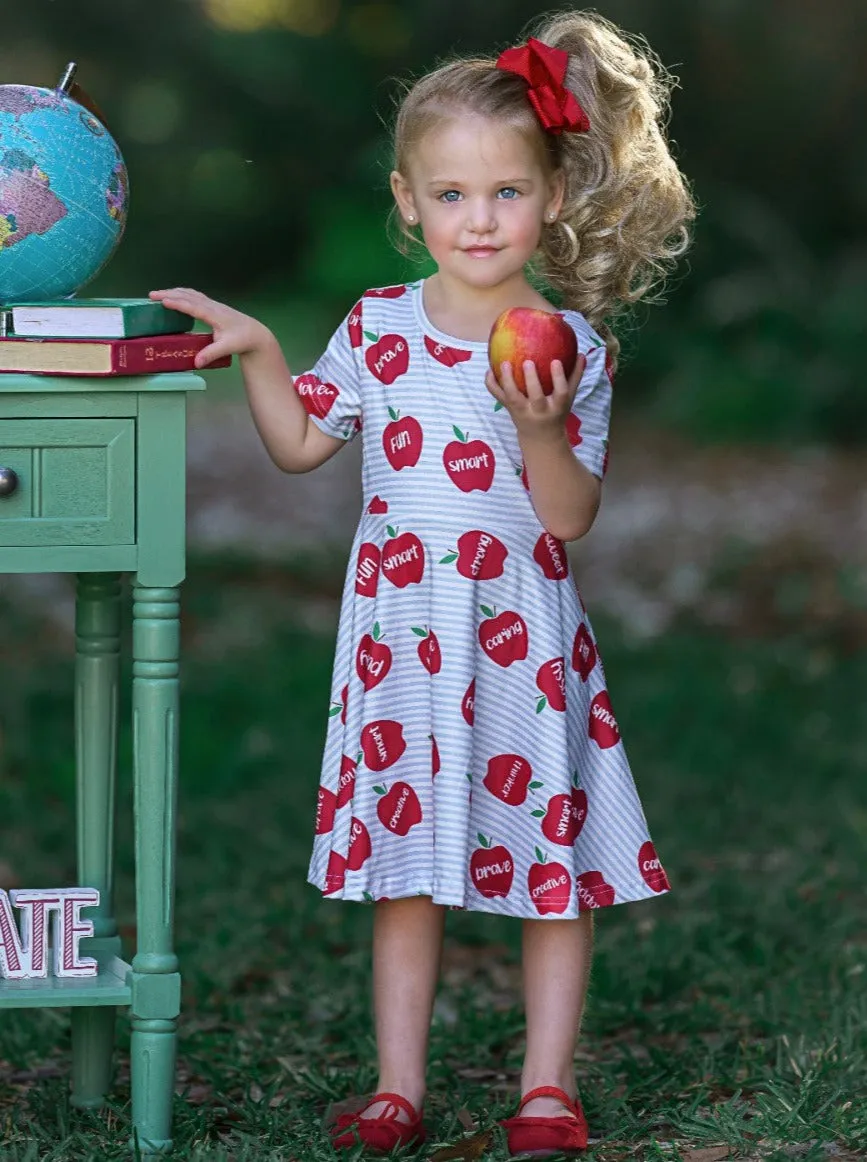 Words of Empowerment Apples Striped Dress